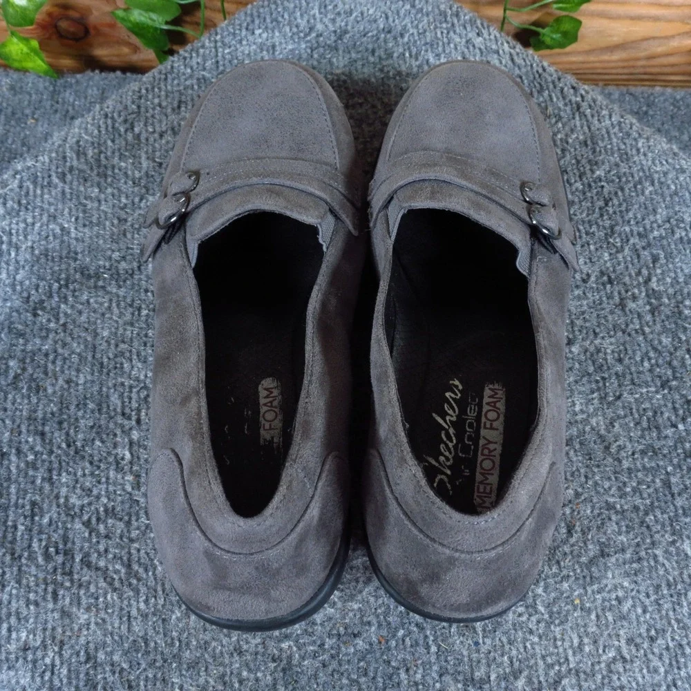 Skechers Rumblers-Frilly Womens Wedge Loafer Size 8 Work Office Charcoal Grey